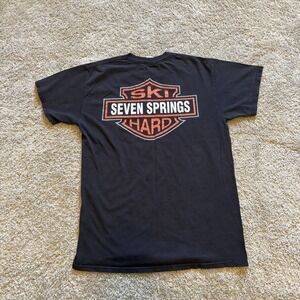 Vintage 90s Seven Springs Skiing Harley Parody Shirt Men's Medium Double Sided